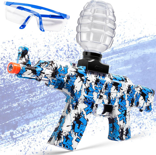 Electric Gel Ball Blaster, AKM-47 Gel Ball Blaster Automatic, for Outdoor Activities - Shooting Team Game, Blue